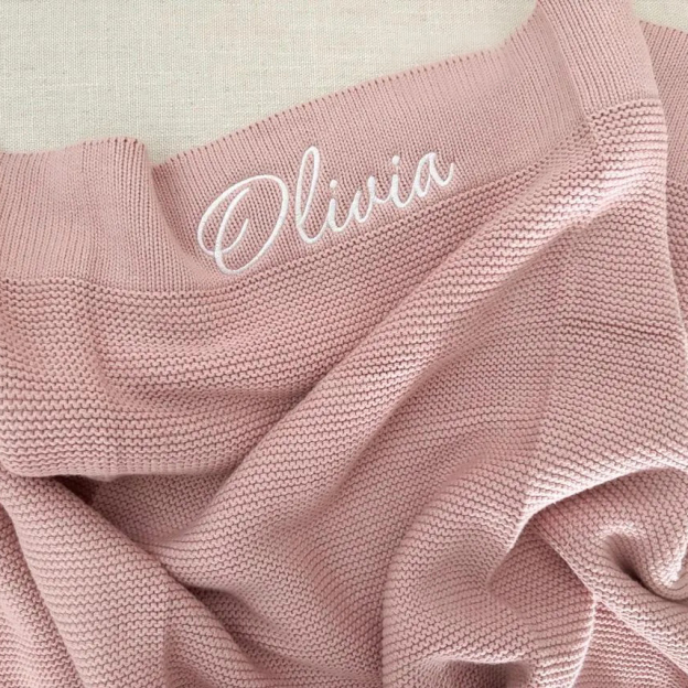 Personalized Embroidered Knit Blanket for Comfort & Unique | CWBaby30