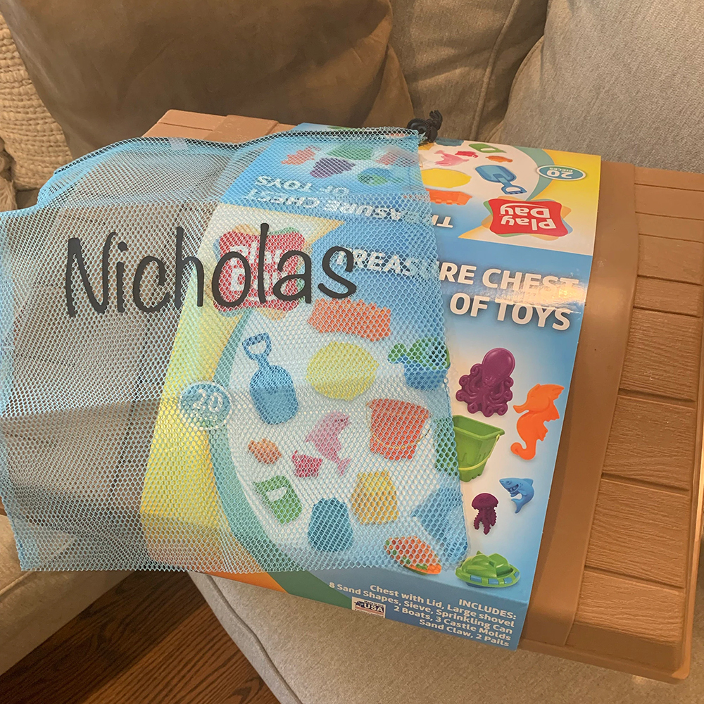 Personalized Beach Toy Collection Mesh Drawstring Bag | CWBeach150