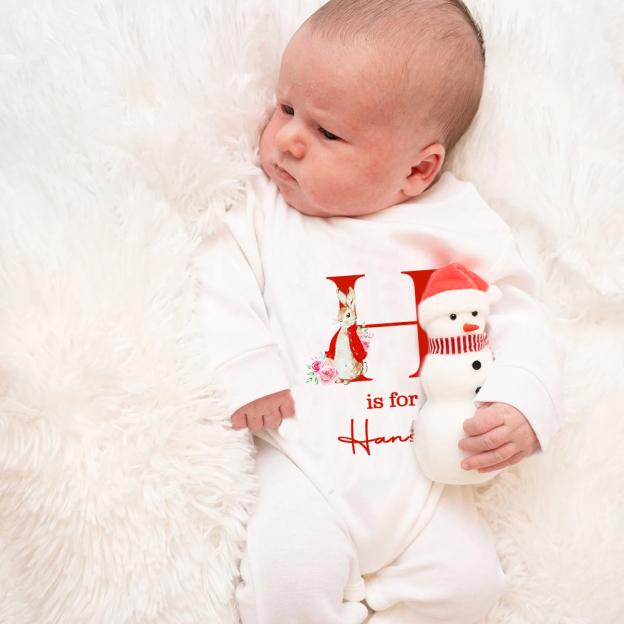 Personalized Baby Bunny Monogram Ropmer and Hat Set | CWBaby140