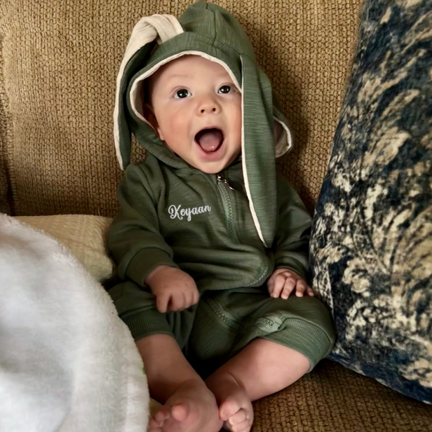 Personalized Easter Baby Bunny Ears Romper | CWbaby4001