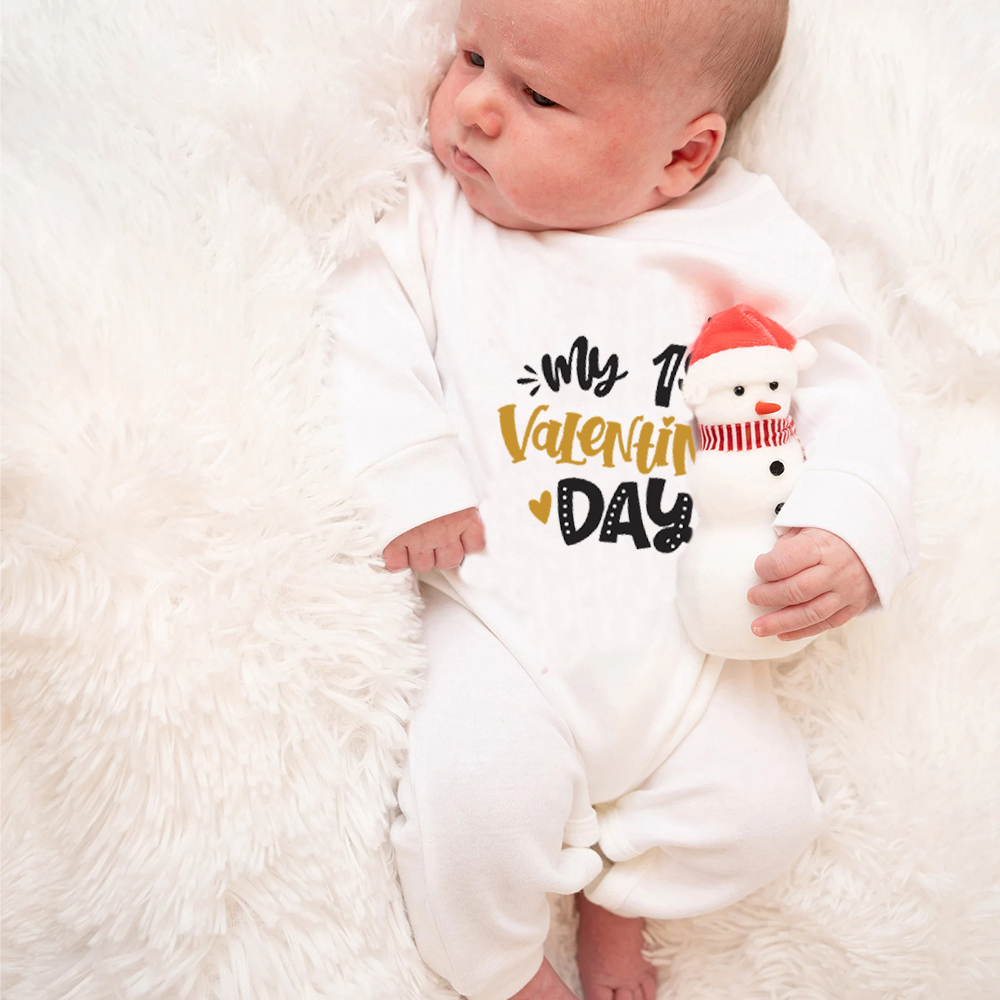 Personalized Baby First Valentine Ropmer and Hat Set | CWBaby145