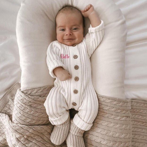 Personalised Baby Milk Ribbed Knit Bodysuit | CWBaby148