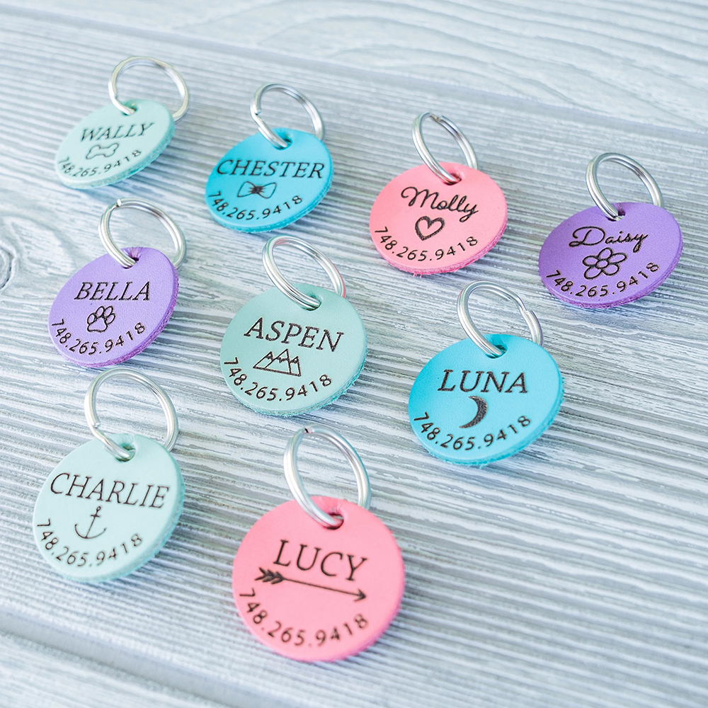 Personalized Handmade Silent Leather Pet ID Tag | BKPet145