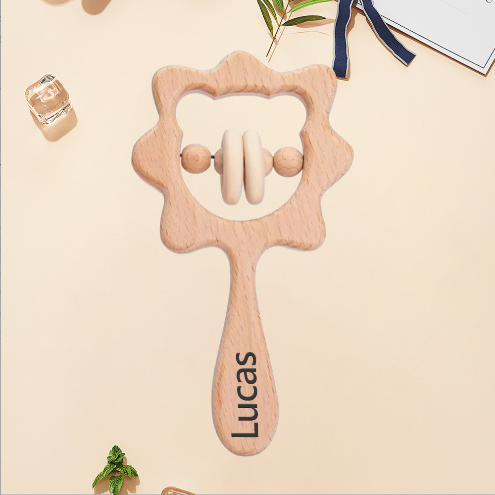 Personalized Baby Wooden Lovely Shape Rattle | CWBaby153