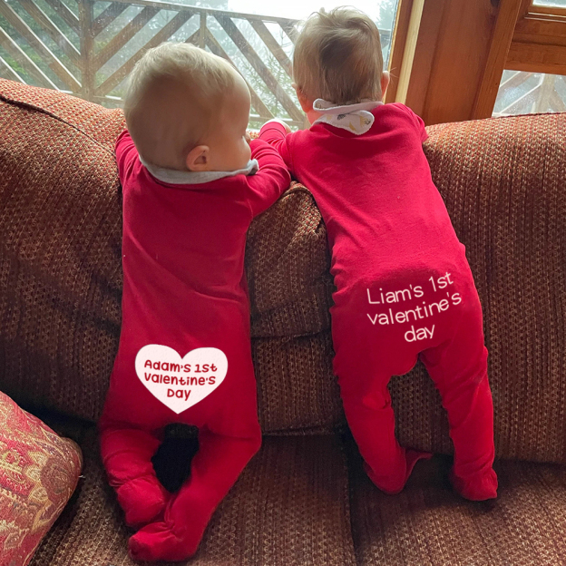 Personalized Baby First Valentine Cozy Soft Long Sleeve Romper | MCGift9001