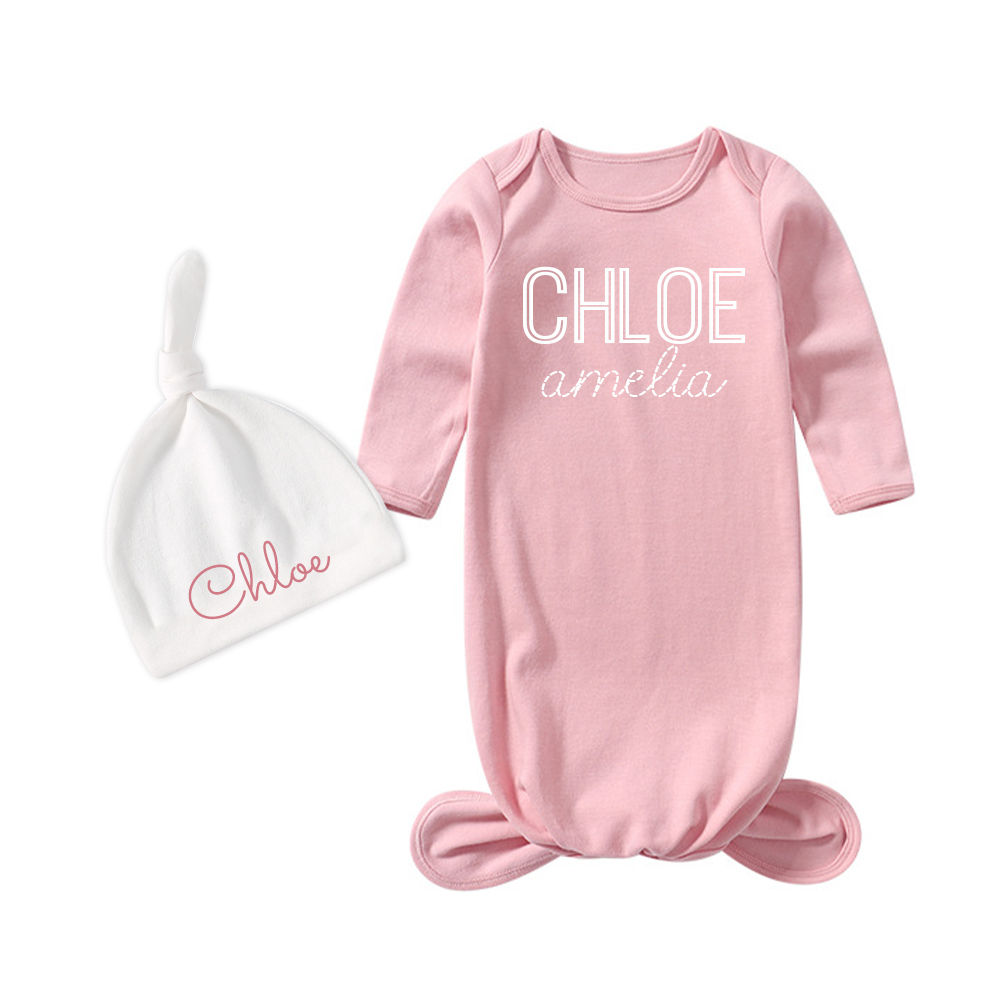Personalized Cozy Newborn Bamboo Knotted Gown | CWbaby174
