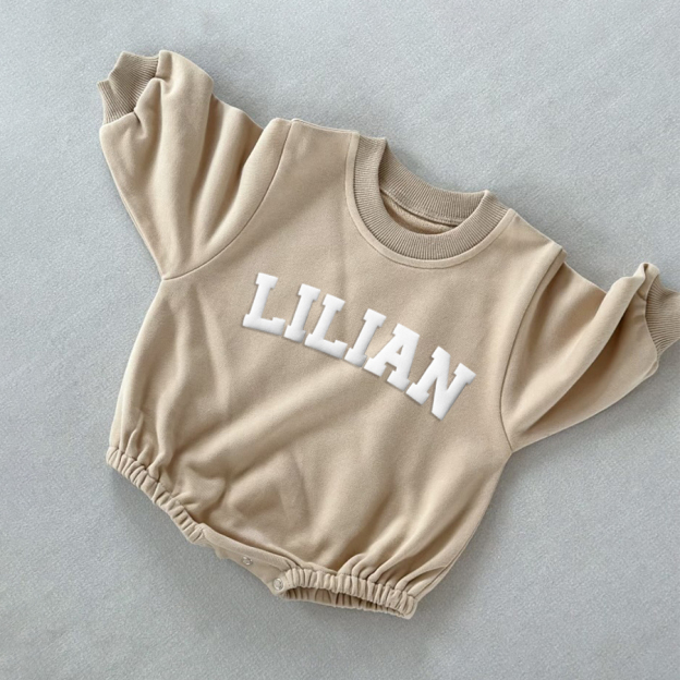 Personalized Puff Name Baby Color Sweatshirt Bodysuit | CWBaby90