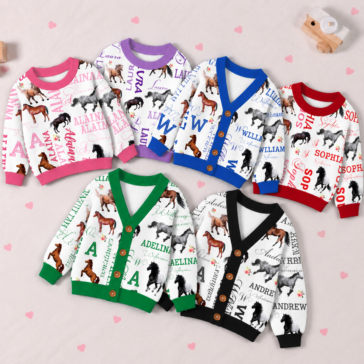 Personalized Lovely Kids Horse Knit Sweater | CWSweater08