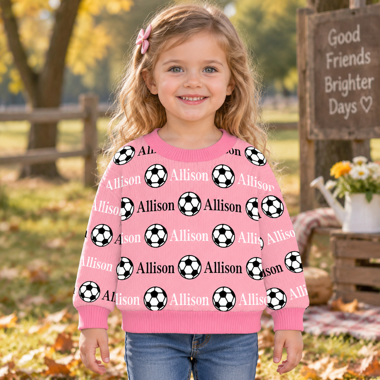 Personalized Lovely Kids Soccer Knit Sweater | CWSweater12