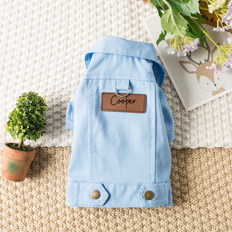 Personalized Leather Patch Pets Color Denim Jacket | BKPet52