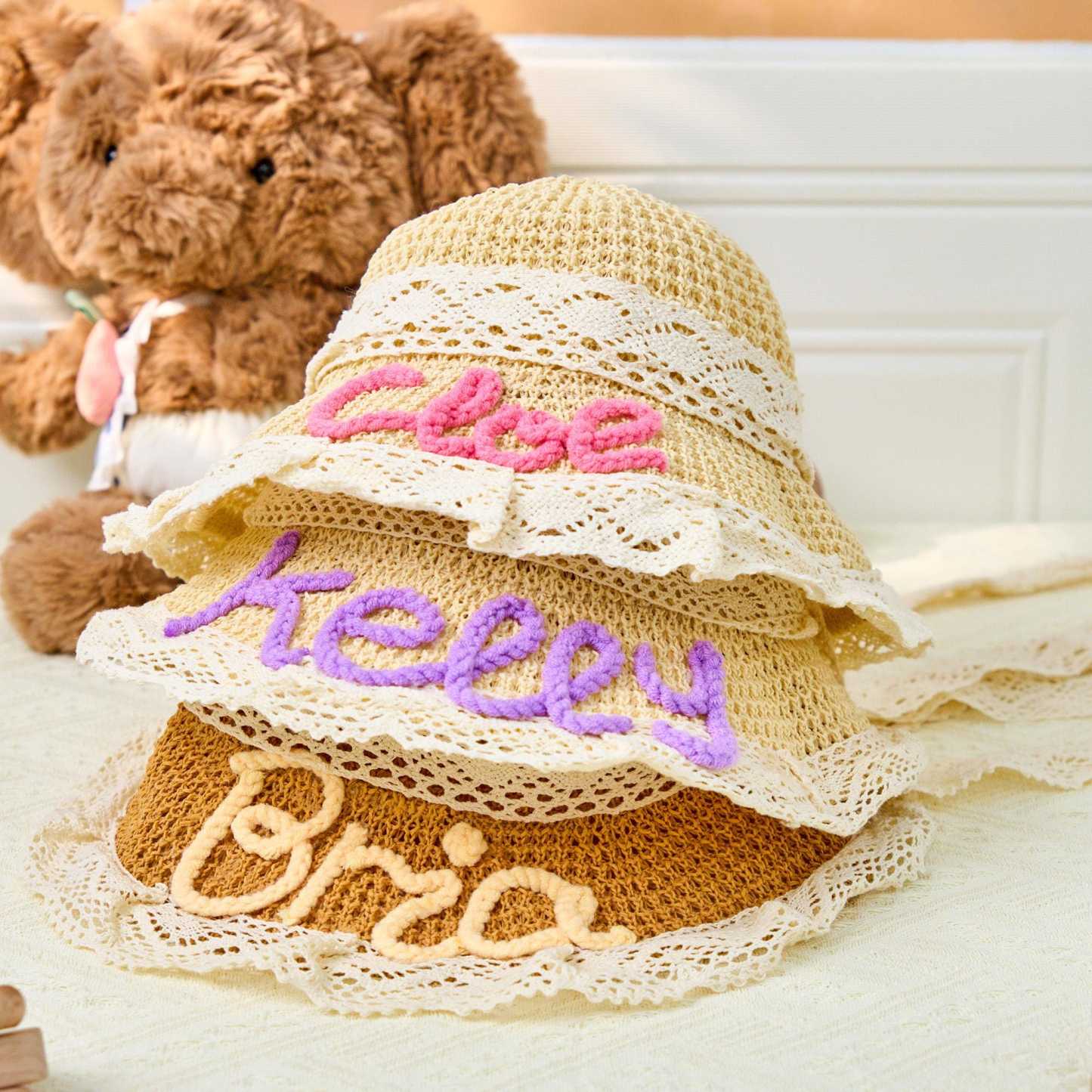 Personalized Summer Hand Embroidered Straw Hat | CWBeach202