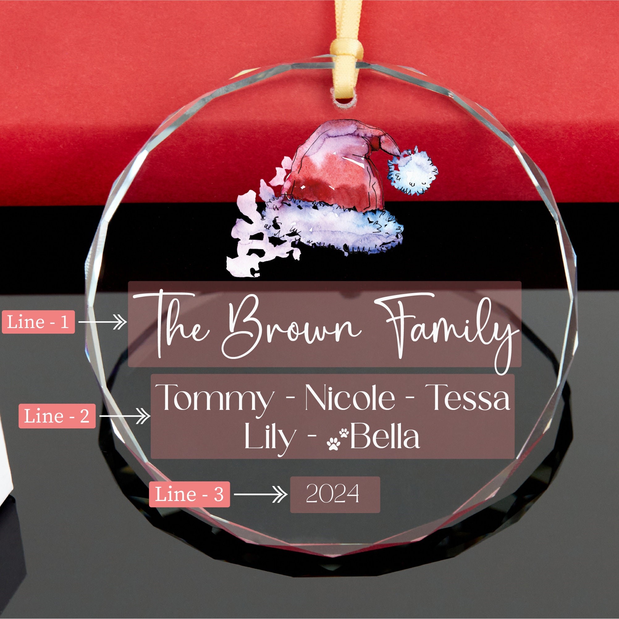 Personalized Glass Family Christmas Ornaments | CWGlass13