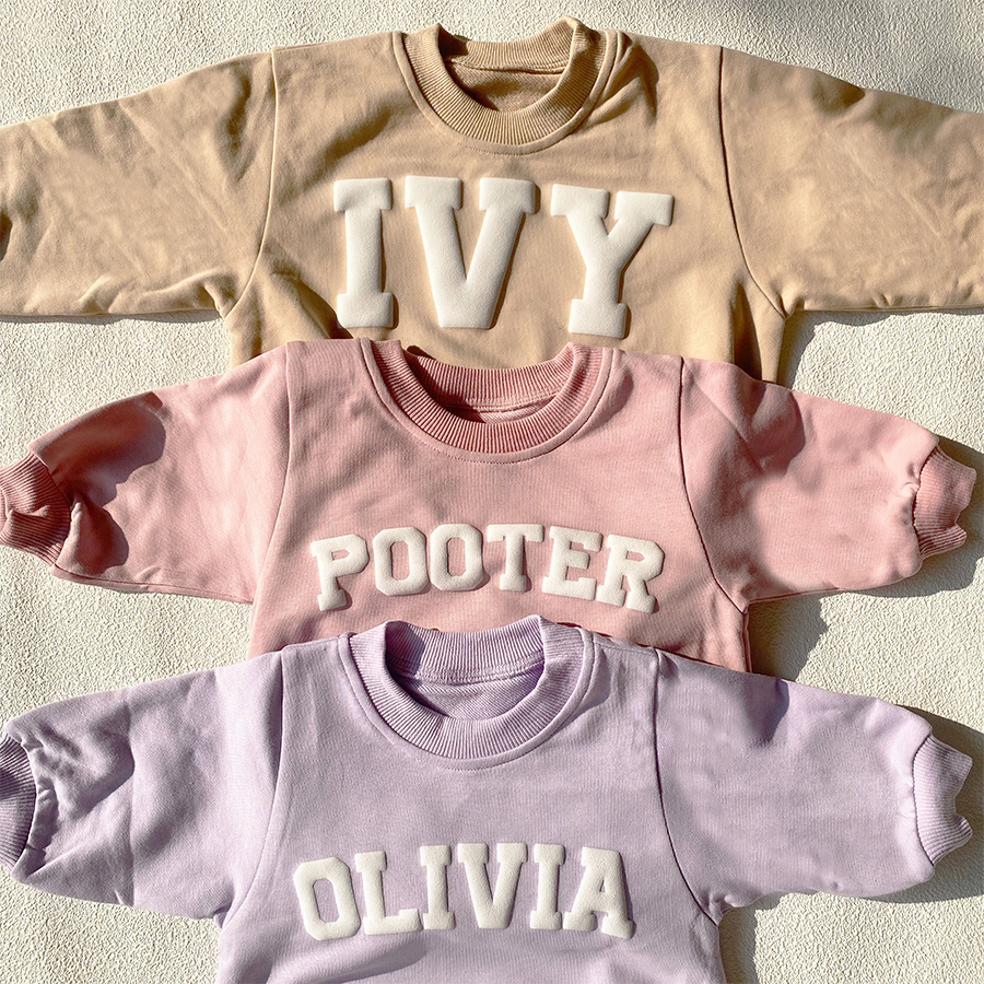Personalized Puff Name Baby Color Sweatshirt Bodysuit | CWBaby90