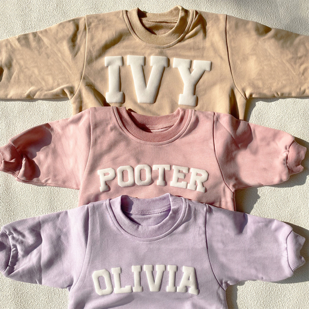 Personalized Puff Name Baby Color Sweatshirt Bodysuit | CWBaby90