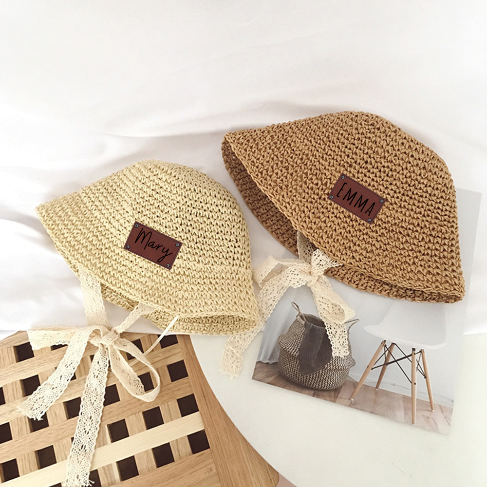 Personalized Summer Leather Patch Straw Hat for Comfort & Unique | CWBeach52