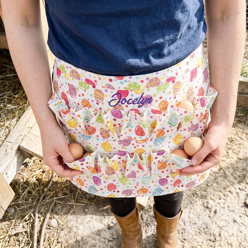 Personalised Embroidered Egg Gathering Half Apron | Apron51
