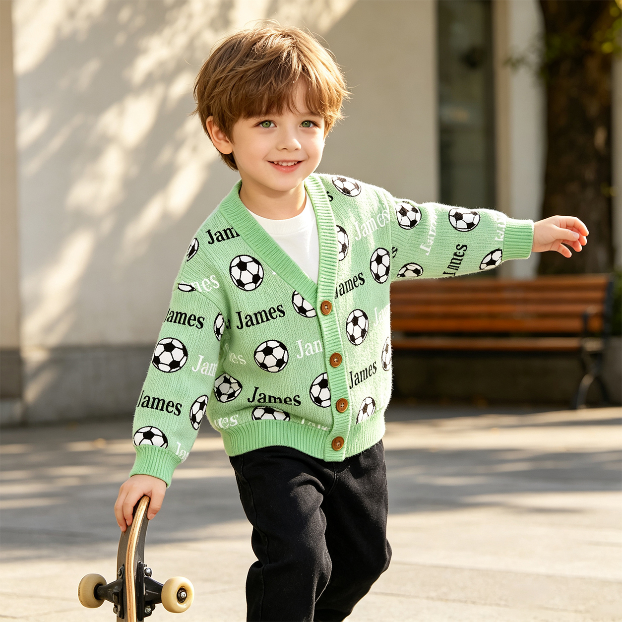 Personalized Lovely Kids Soccer Knit Sweater | CWSweater12