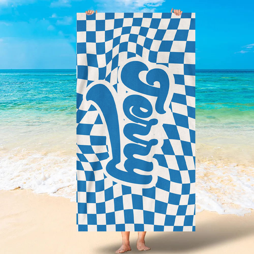 Personalized Lovely Checker Kid Towel for Summer & Beach | CWTowel113
