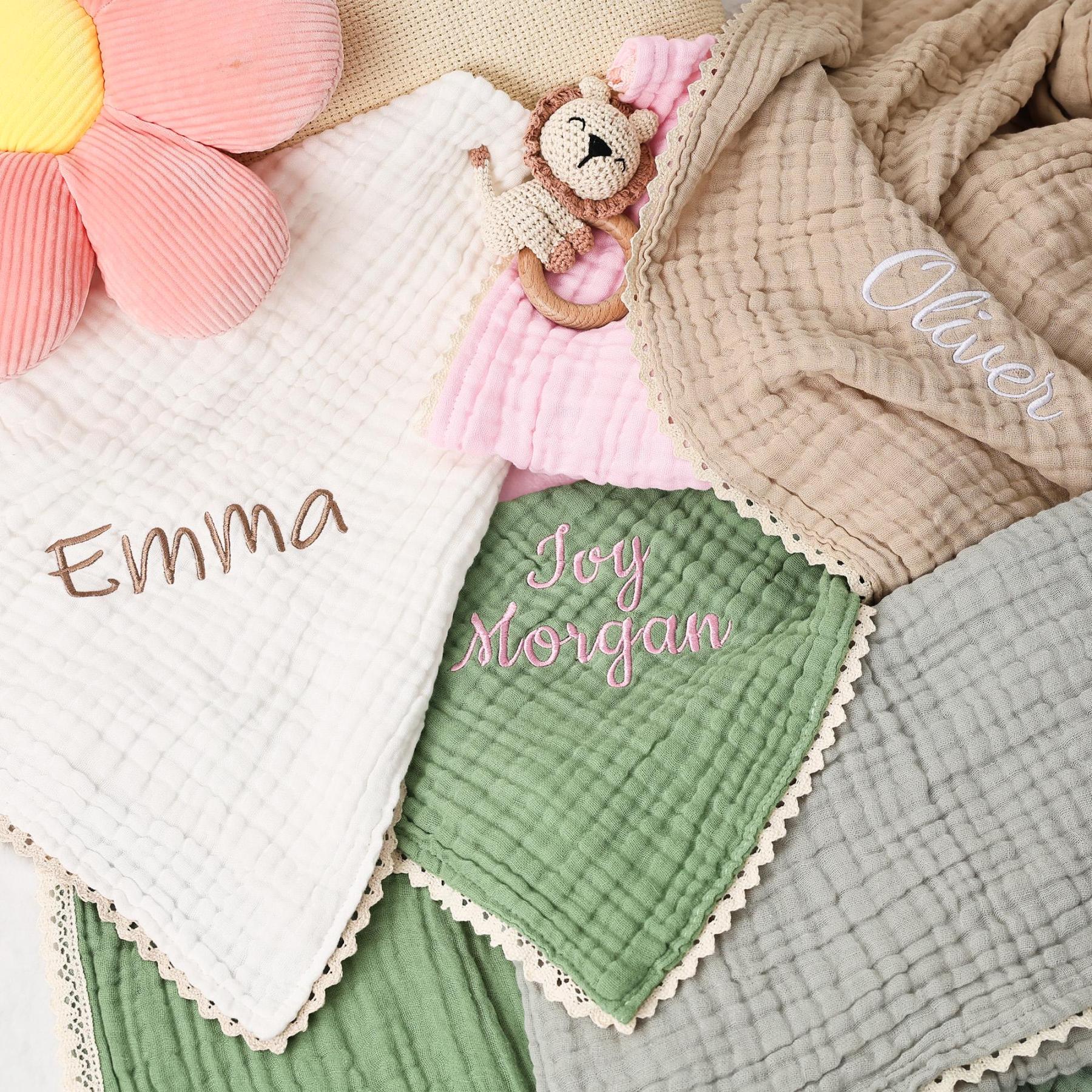 Personalized Embroidered Name Baby Swaddle Blanket for Unique Gift | CWBaby78