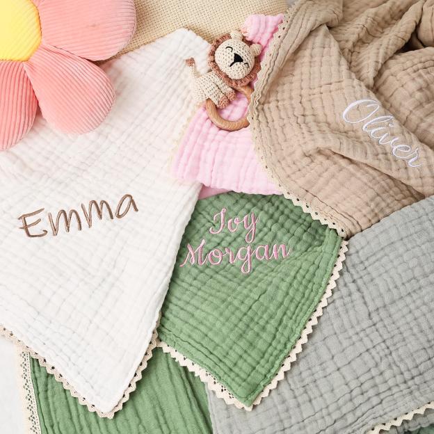 Personalized Embroidered Name Baby Swaddle Blanket for Unique Gift | CWBaby78