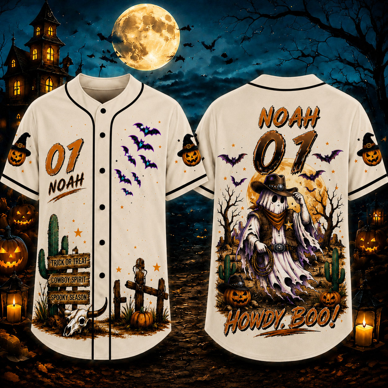 Personalized Halloween Button Up Baseball Jersey For Kid & Adult | CWHalloween100