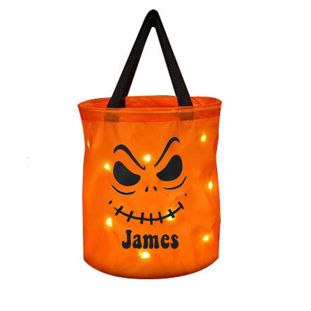Personalized Halloween LED Light Pumpkin Bucket | CWHalloween10
