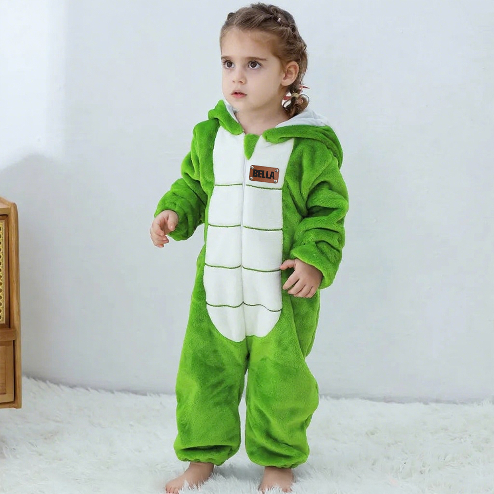Personalized Leather Patch Baby Animal Romper  | CWBaby287