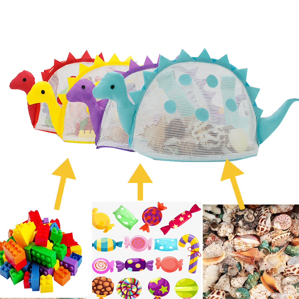 Personalized Dinosaur Seashell Zipper Mesh Beach Bag | CWBeach97