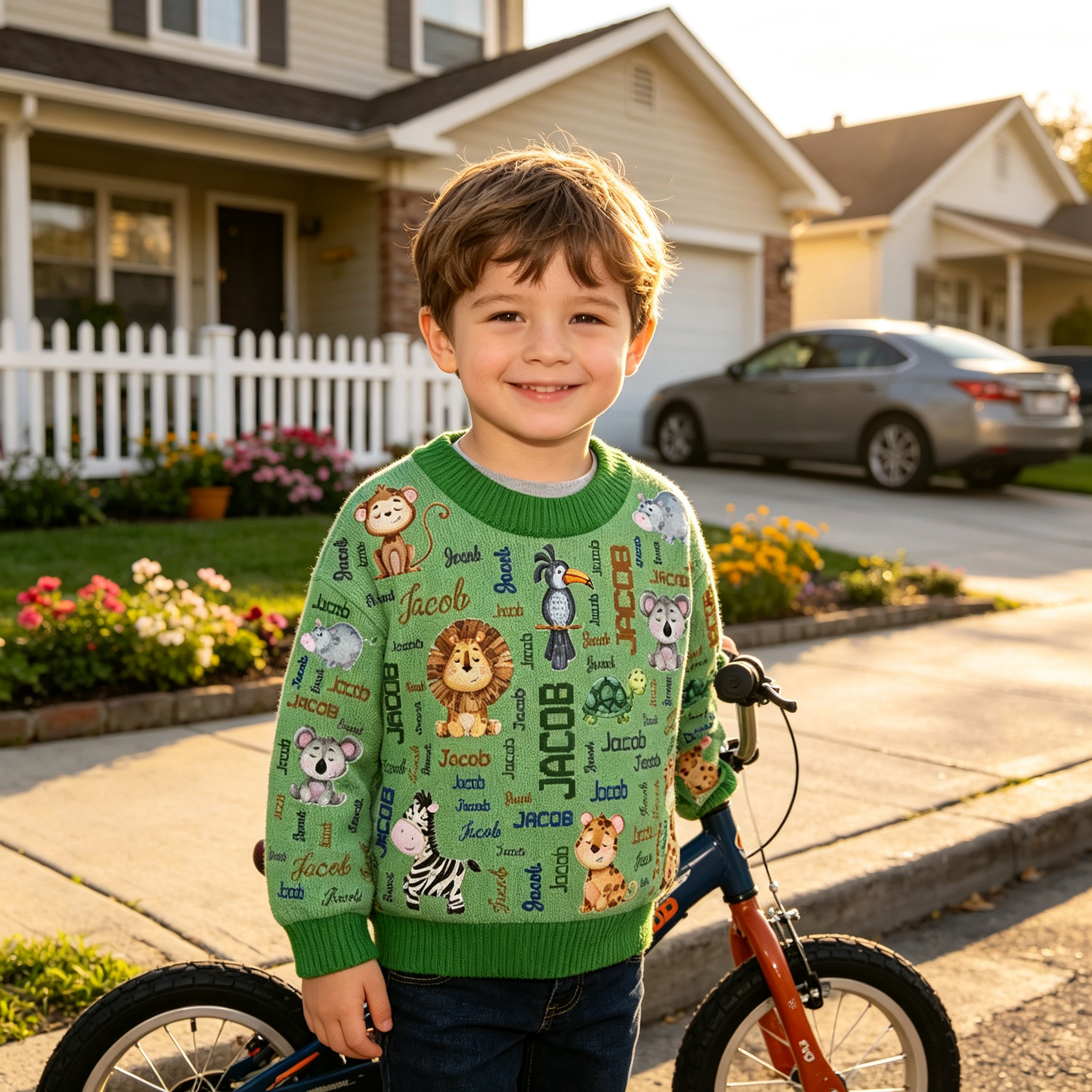 Personalized Lovely Kids Adorable Animals Knit Sweater | CWSweater17