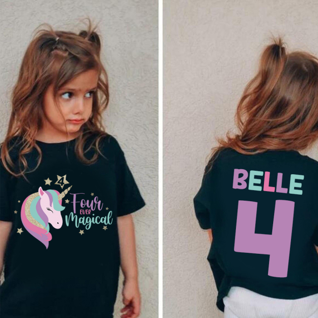 Personalized Unicorn Magical Girl Birthday T-Shirt | inBirth14