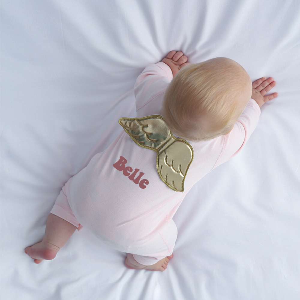 Personalized Baby Angel Wings Long Sleeve Romper | CWBaby120