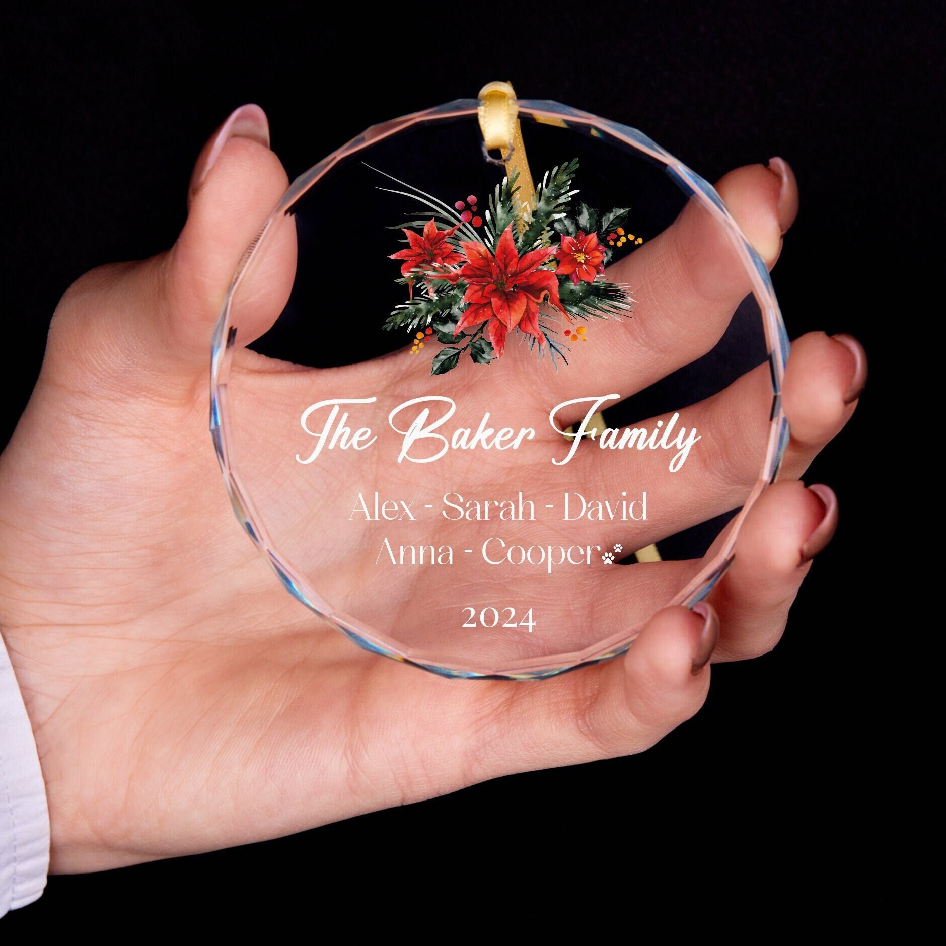 Personalized Glass Family Christmas Ornaments | CWGlass06