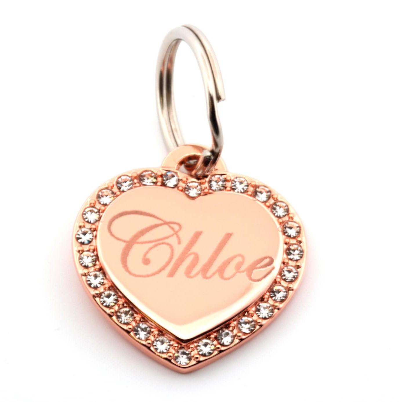 Personalized Heart Shape with Clear Rhinestones Pet Tag | BKPet84