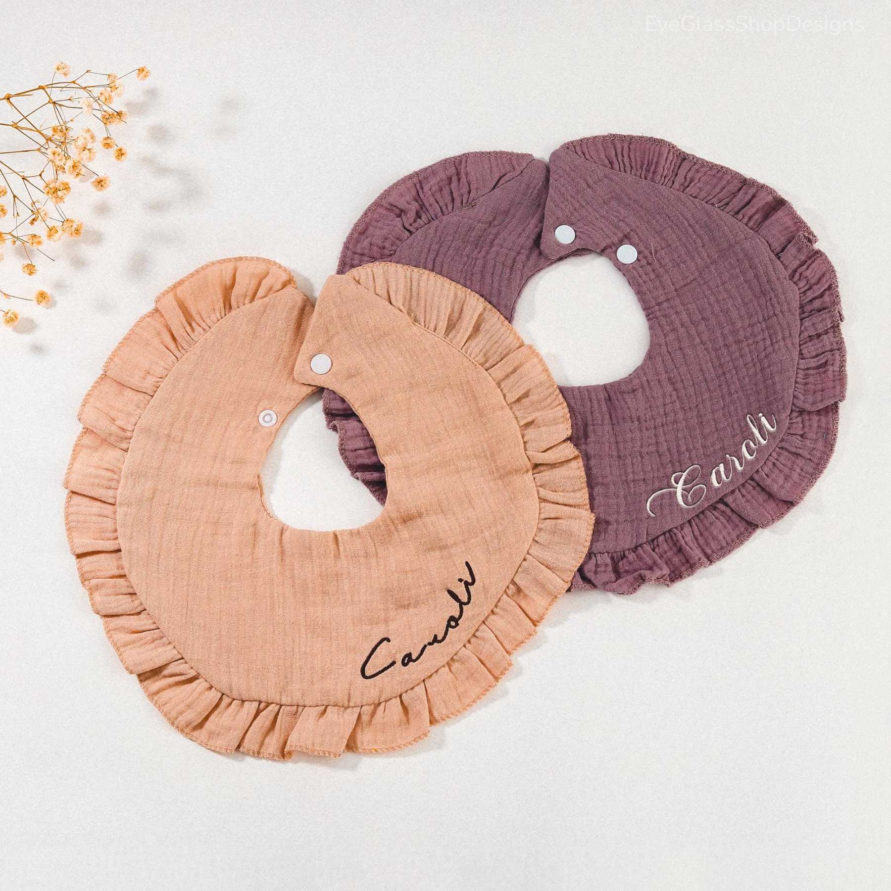 Personalized Embroidered Baby Name Muslin Bib | CWBaby216