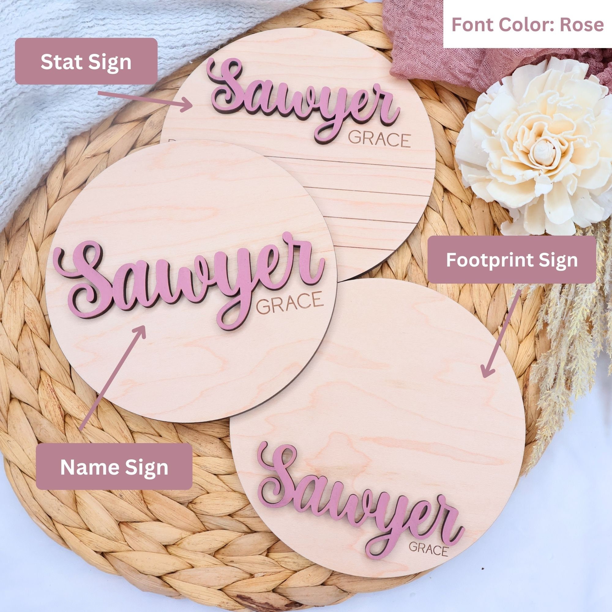 Personalized Wooden Newborn Baby Name Sign | CWBaby95