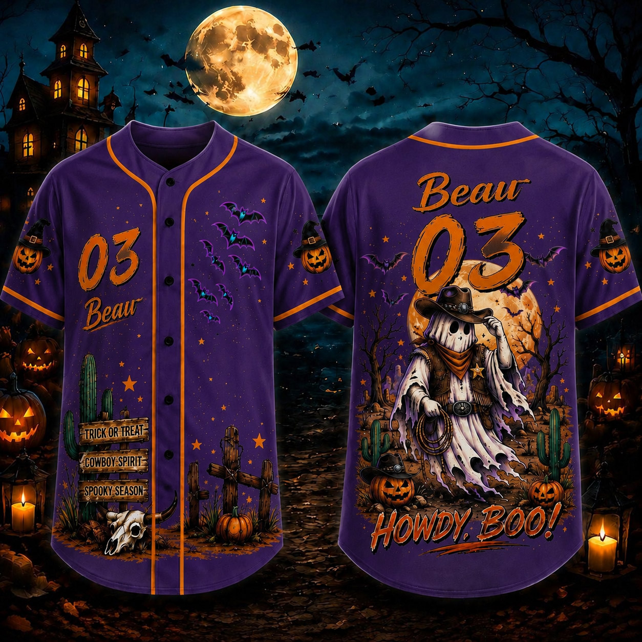 Personalized Halloween Button Up Baseball Jersey For Kid & Adult | CWHalloween100