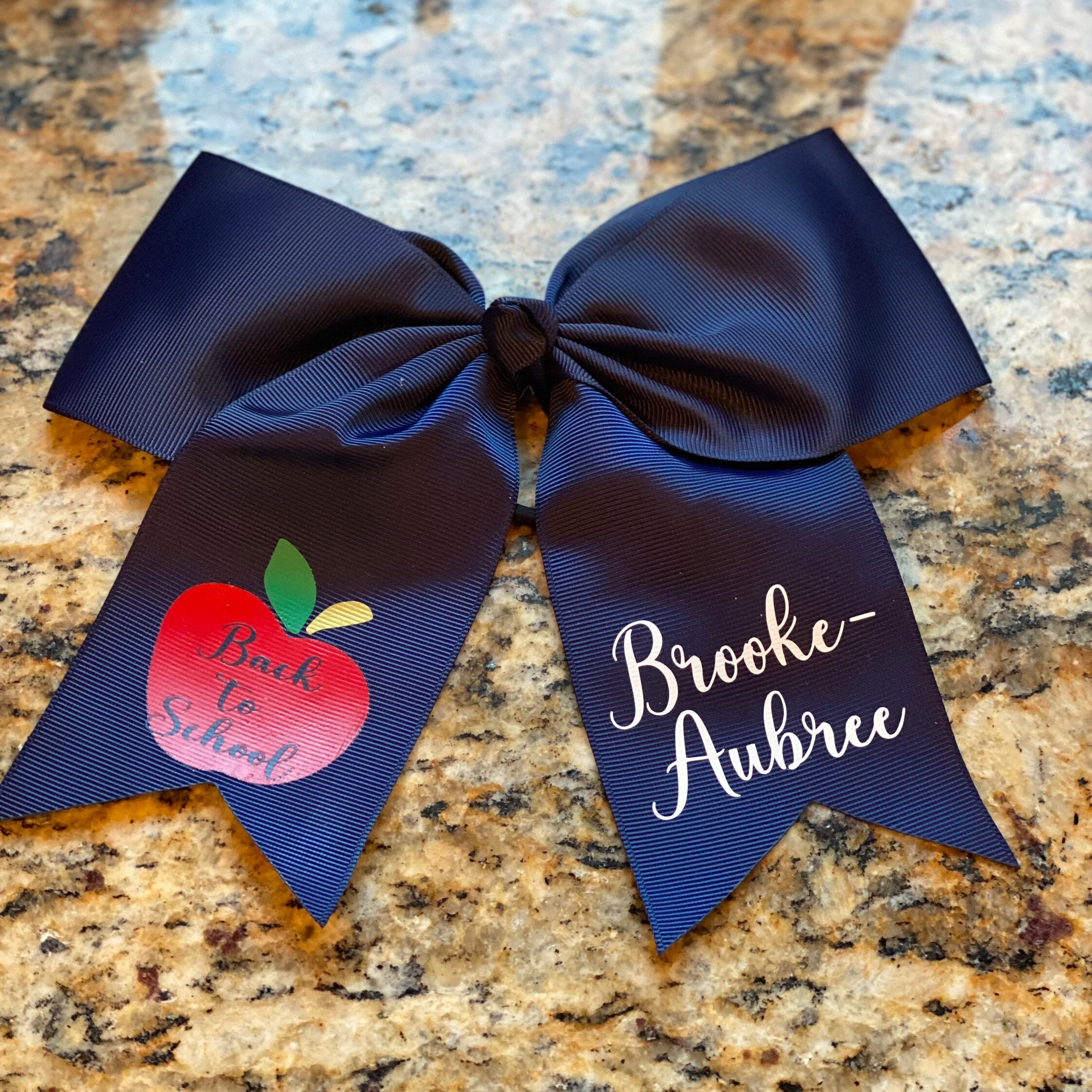 Personalized Girls Back To School Elastic Band Hair Bow | CWToy55