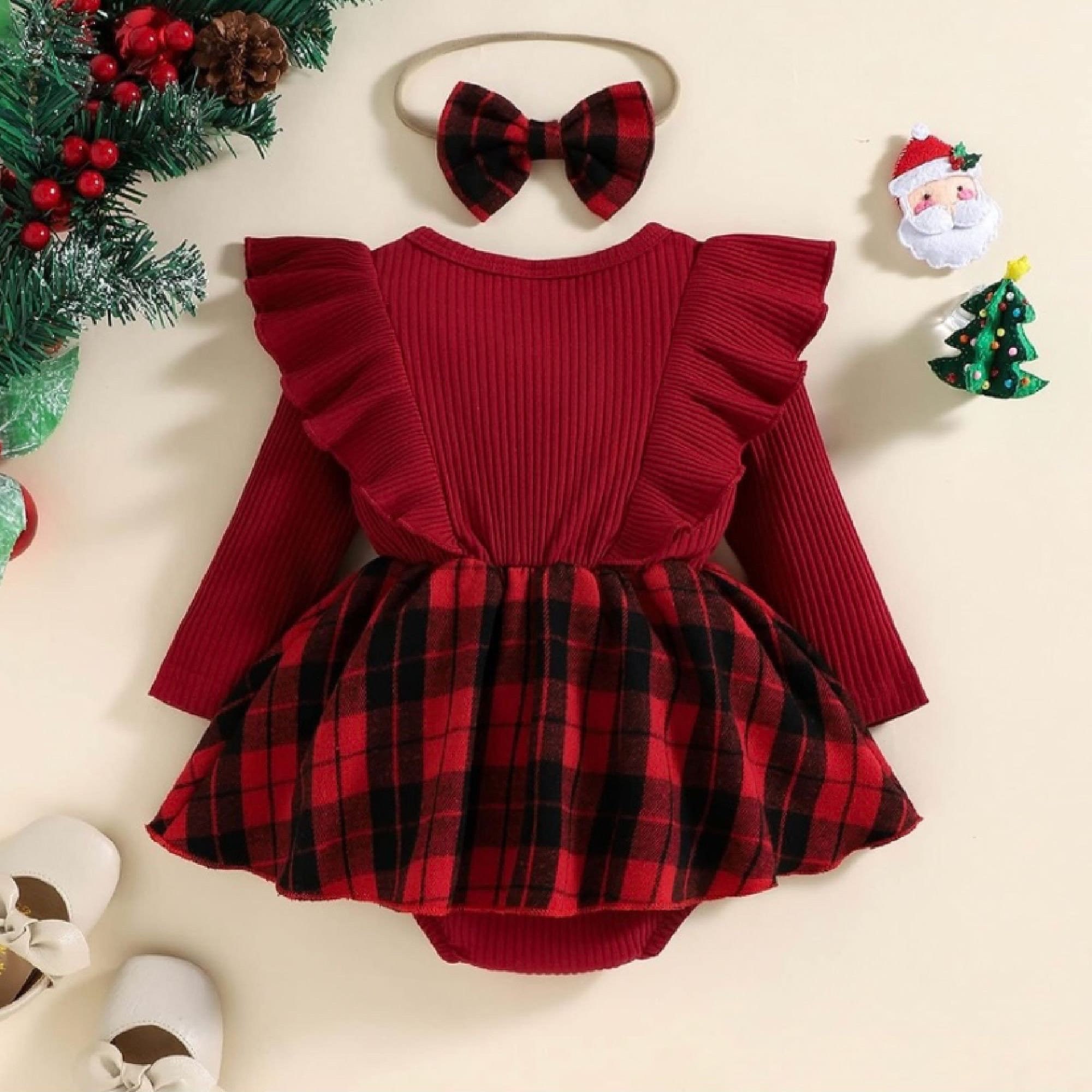 Personalized Checkered Red Christmas Outfit Dress | MCGift166