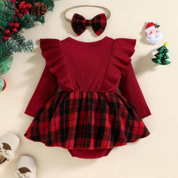 Personalized Checkered Red Christmas Outfit Dress | MCGift166