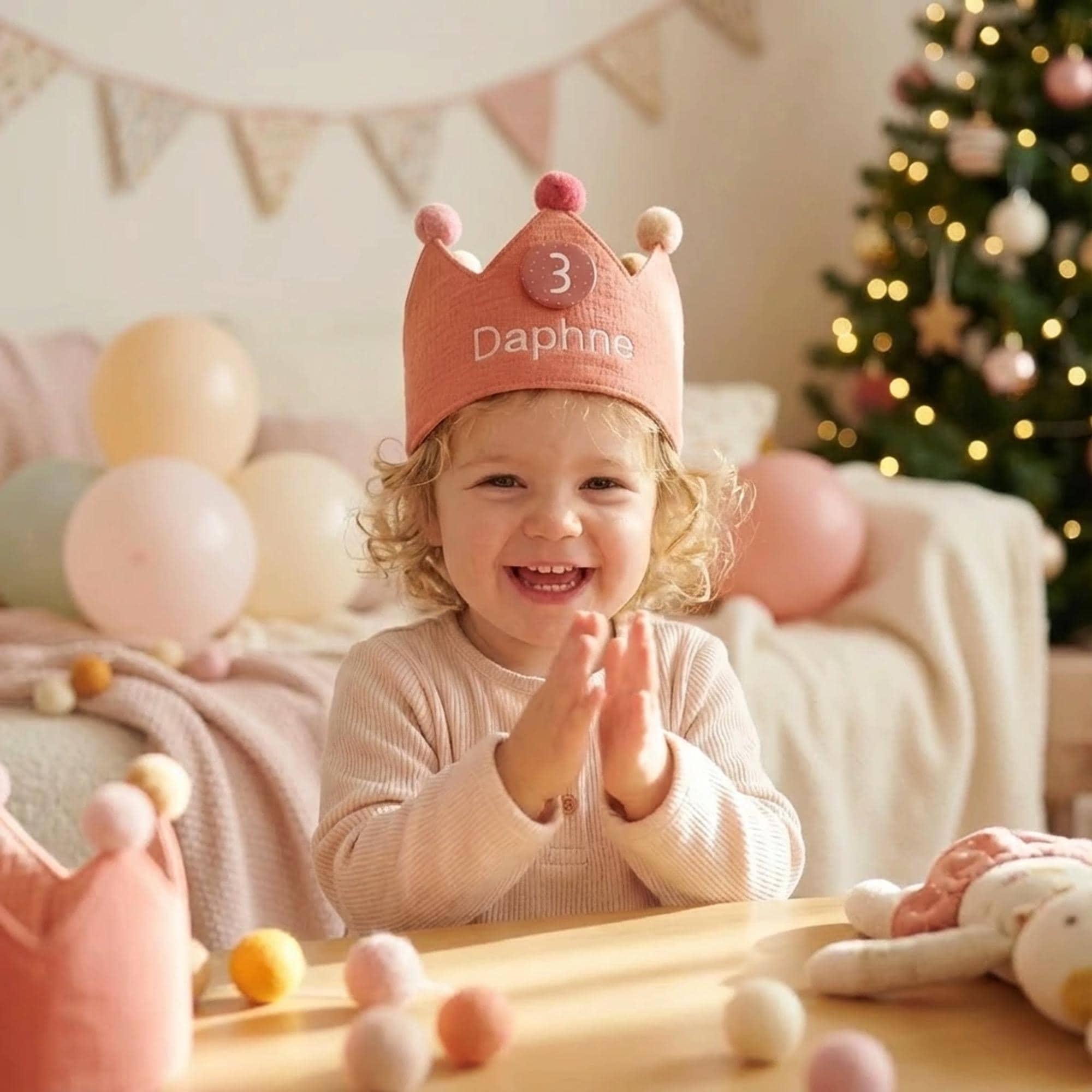 Personalized Hand Embroidered Baby First Birthday Crown | CWBaby210