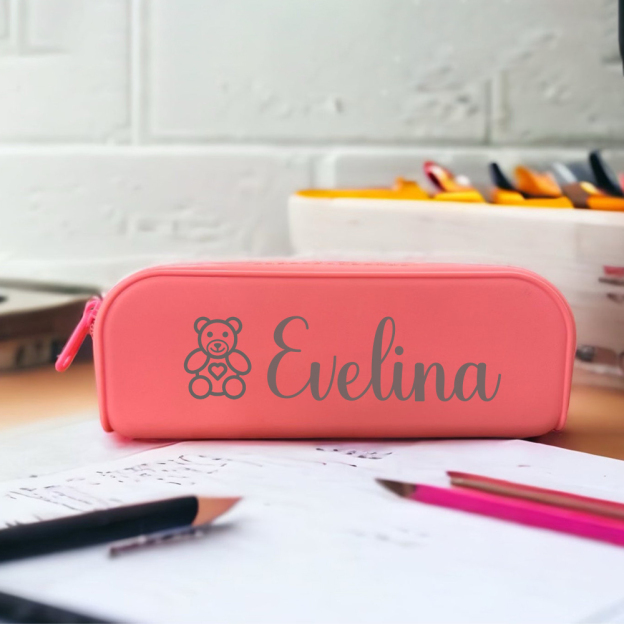 Personalized Back to School Silicone Pencil Pouch | CWTeach06