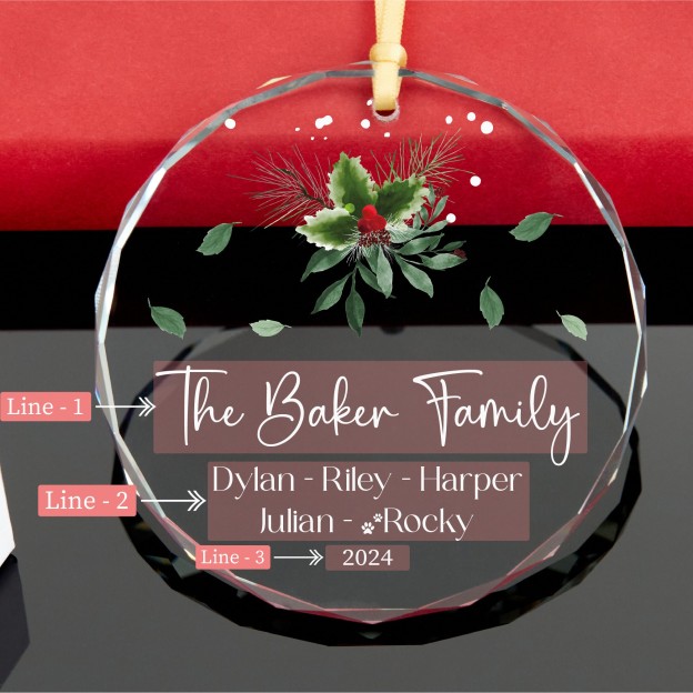 Personalized Glass Family Christmas Ornaments | CWGlass19