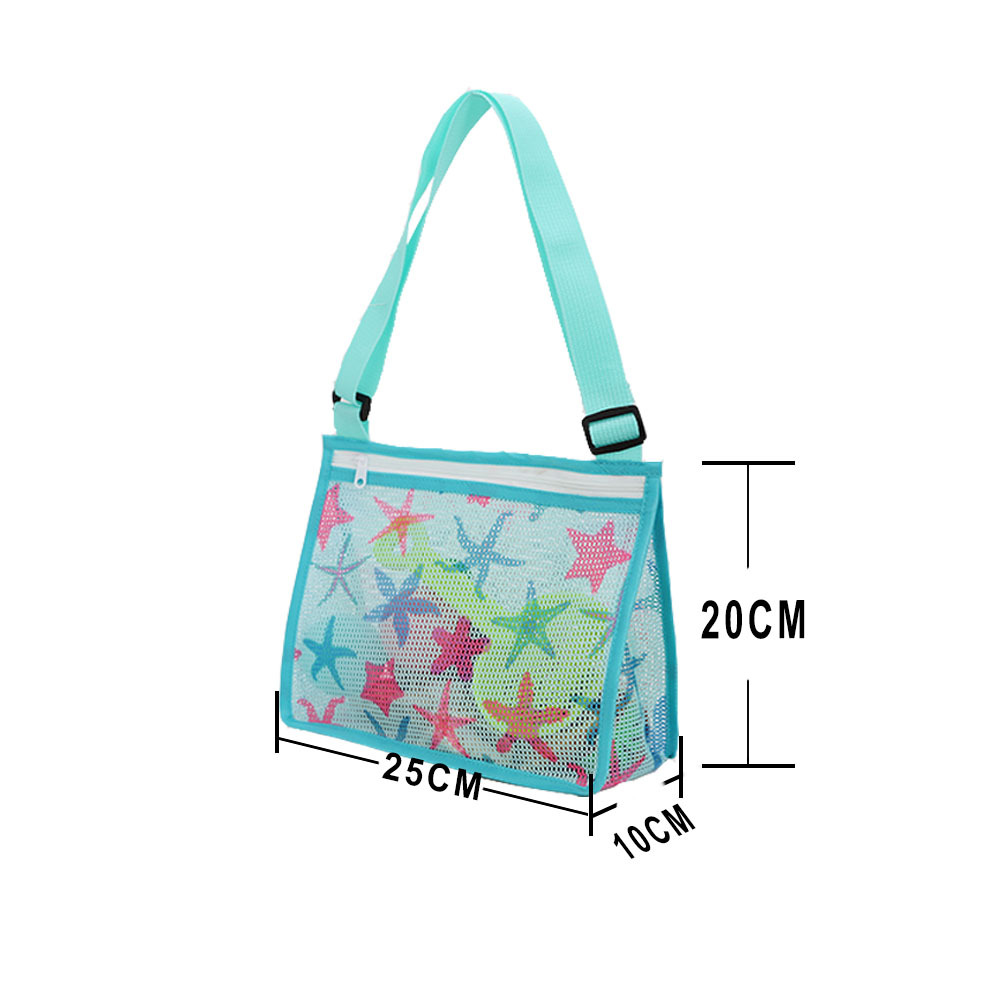 Personalized Embroidery Seashell Zipper Mesh Beach Bag | CWBeach112