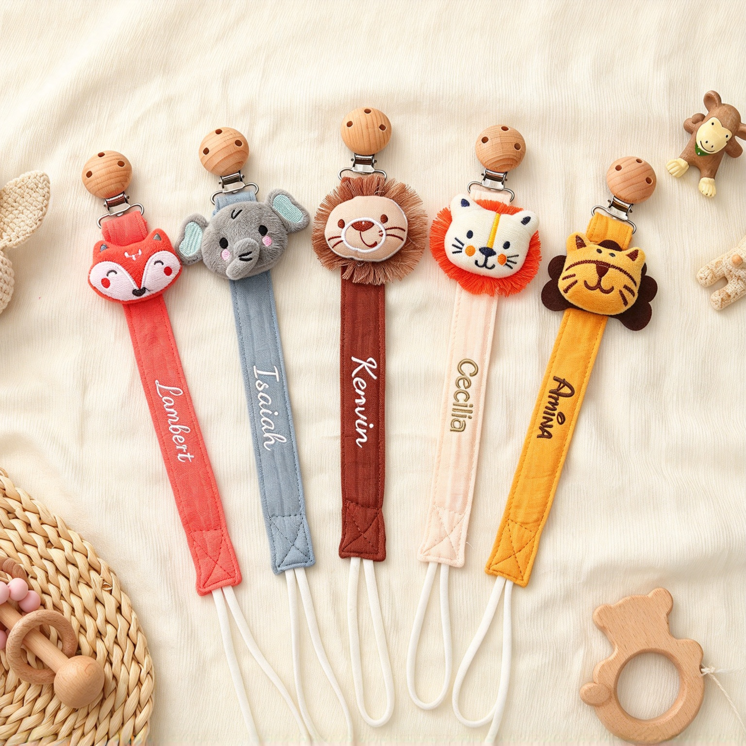 Personalized Embroidered Lovely Pacifier Strap For Baby | CWToy133