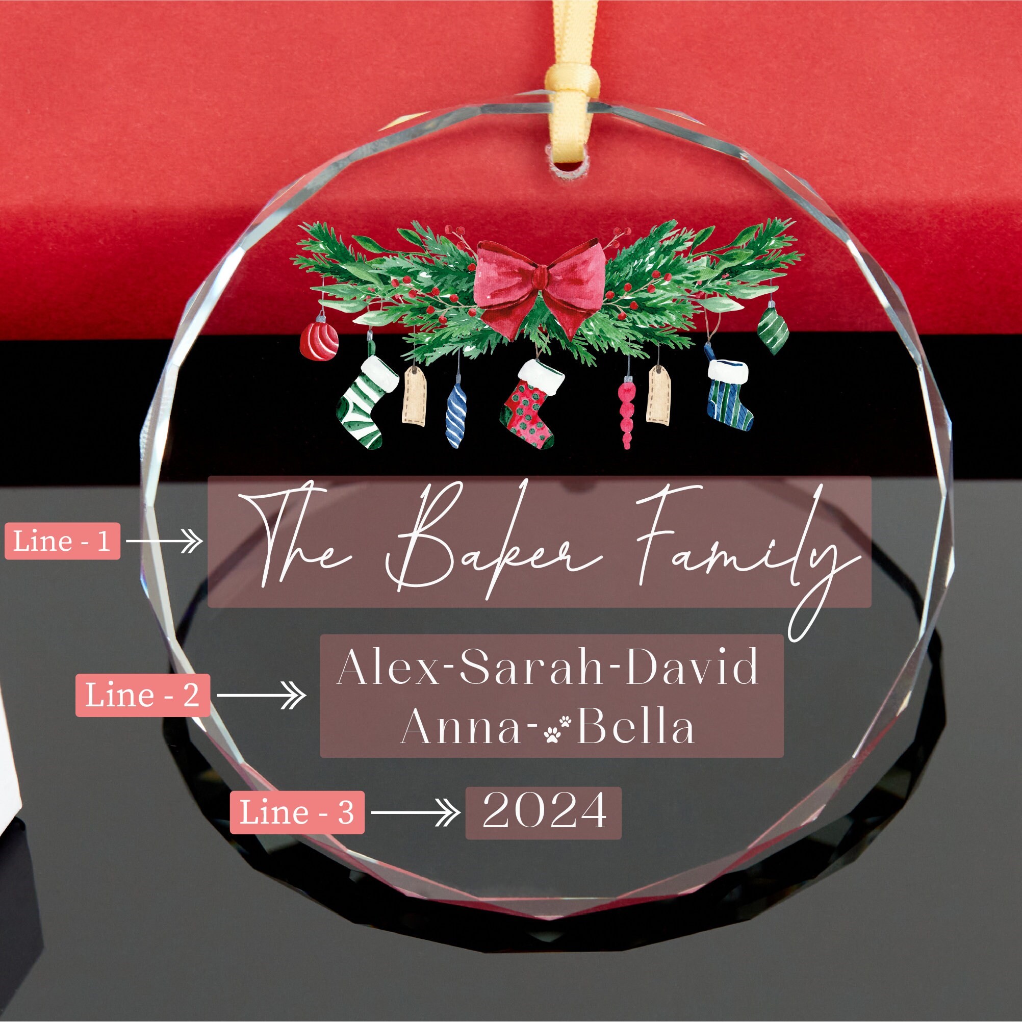 Personalized Glass Family Christmas Ornaments | CWGlass23