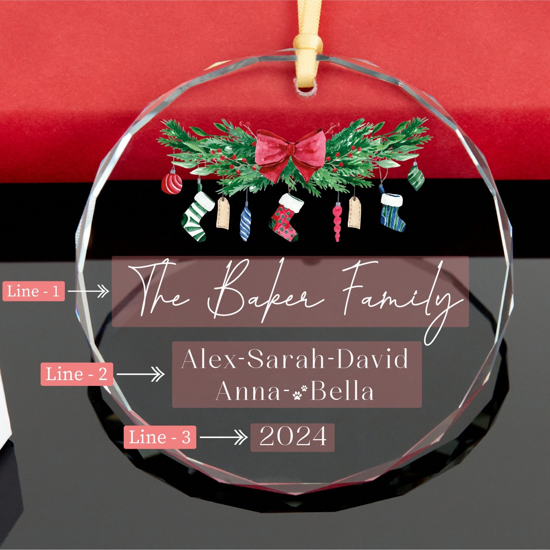 Personalized Glass Family Christmas Ornaments | CWGlass23