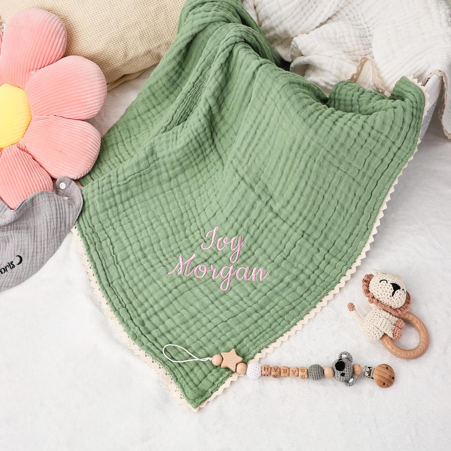 Personalized Embroidered Name Baby Swaddle Blanket for Unique Gift | CWBaby78
