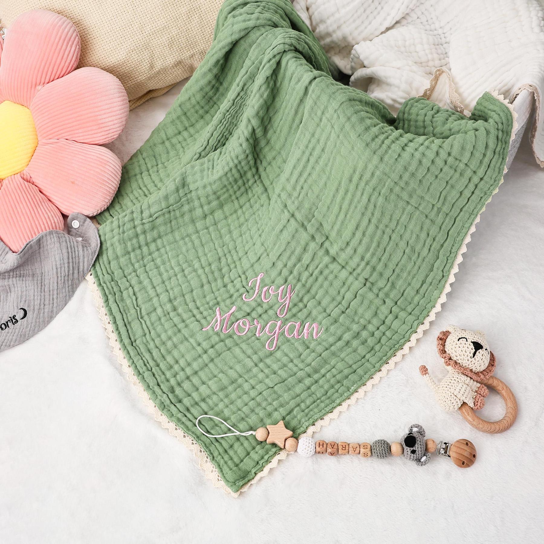 Personalized Embroidered Name Baby Swaddle Blanket for Unique Gift | CWBaby78