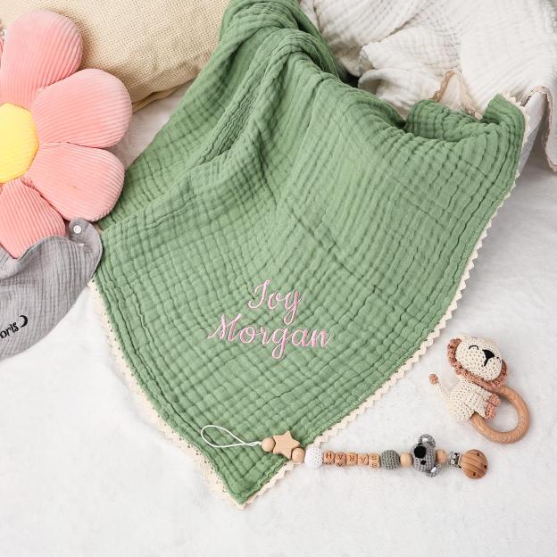 Personalized Embroidered Name Baby Swaddle Blanket for Unique Gift | CWBaby78