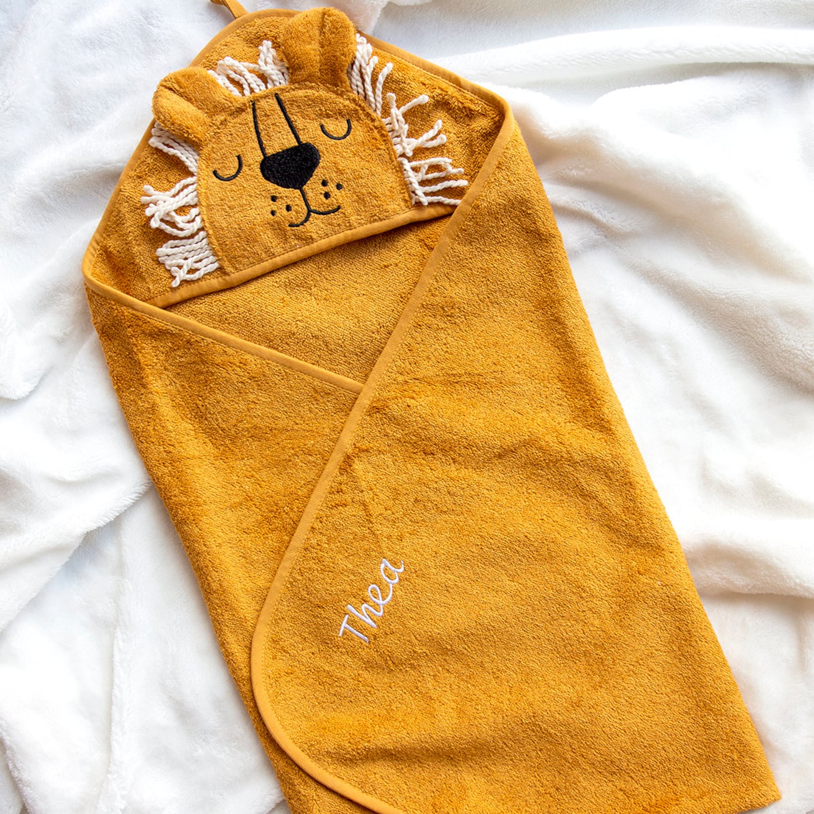 Personalized Embroidery Animal Hooded Baby Towel | CWBaby22